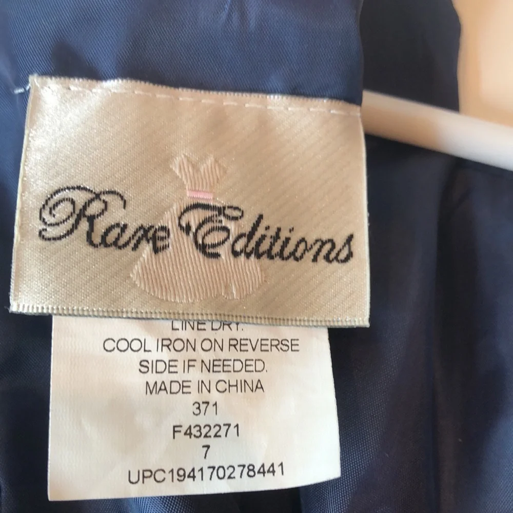 RARE EDITIONS Elegant Navy Dress with Embellishments & Floral Embroidery Girl 7